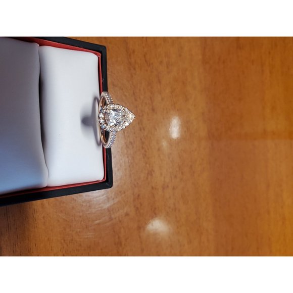 NWT✔ 14K Gabriel Pear Shaped Halo Wedding Ring - Picture 11 of 15